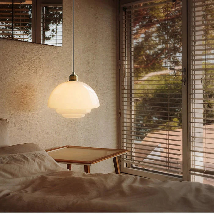 Milky white glass pendant lamp 2