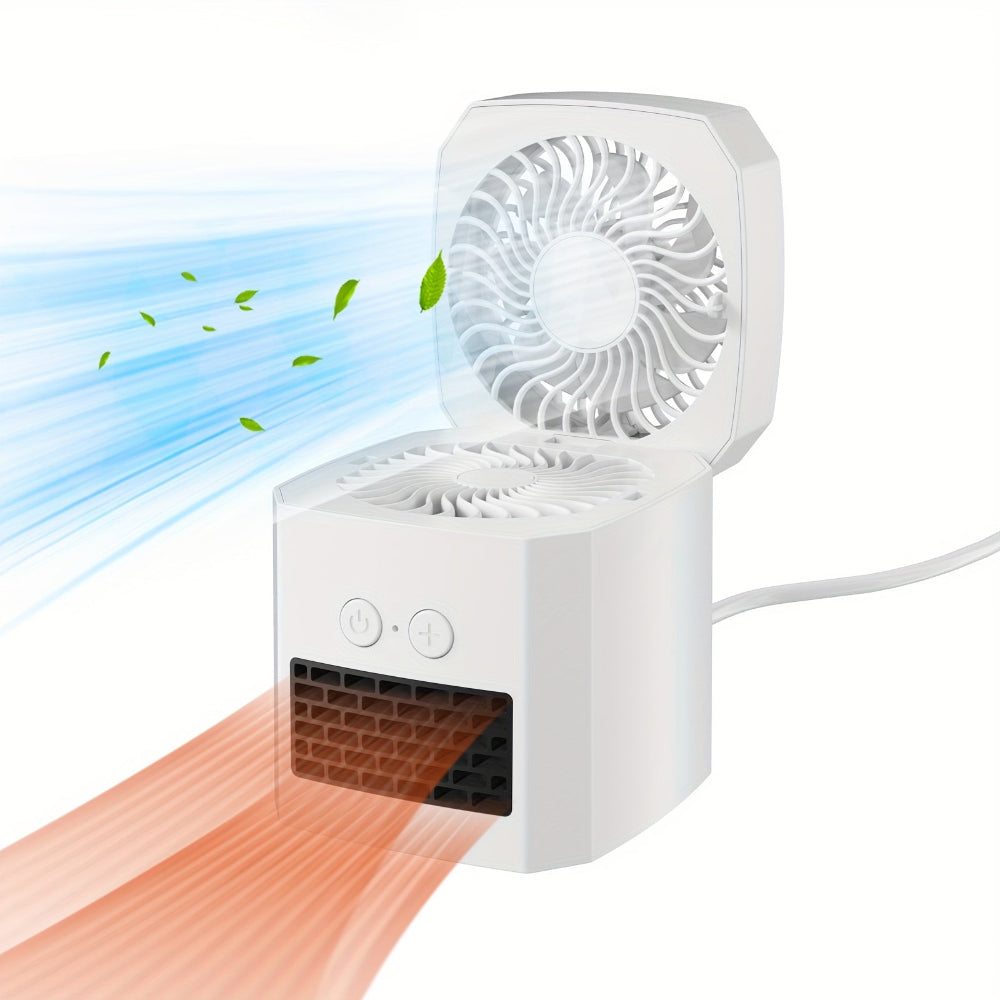 Mini Electric Space Heater and Cooling Fan Portable Desktop Heater 1