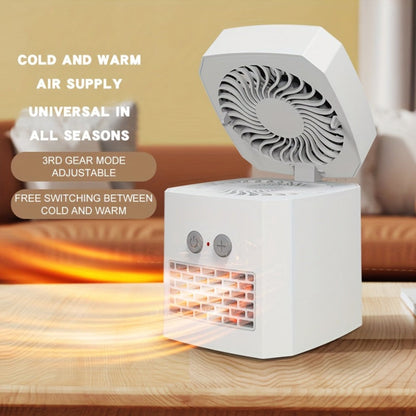 Mini Electric Space Heater and Cooling Fan Portable Desktop Heater 2