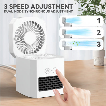 Mini Electric Space Heater and Cooling Fan Portable Desktop Heater 3