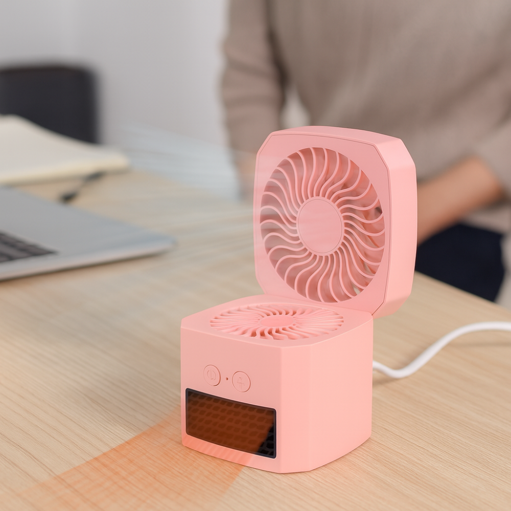 Mini Electric Space Heater and Cooling Fan Portable Desktop Heater 8