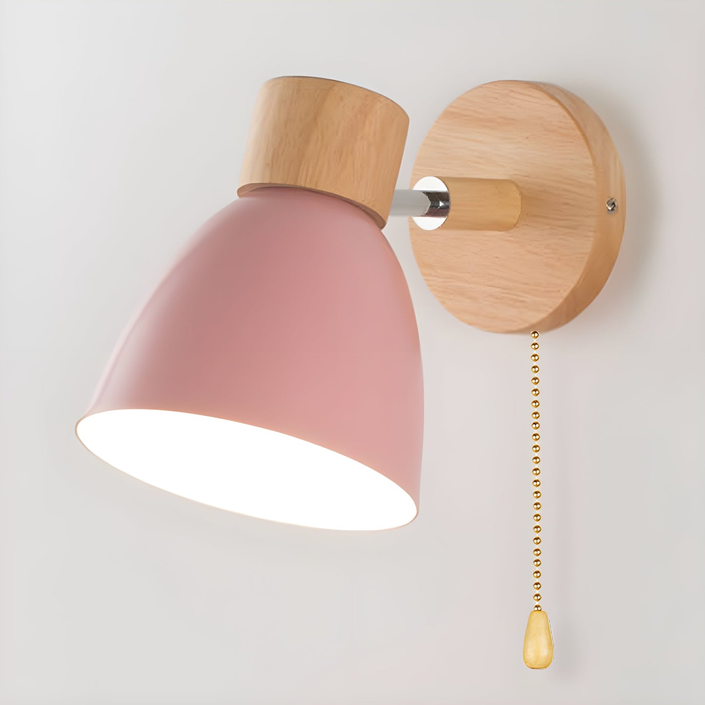 Rustic Wood Bedroom Wall Light with On/Off Switch