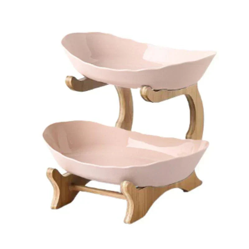Natural Bamboo Storage Fruit Bowl with Adjustable Layers