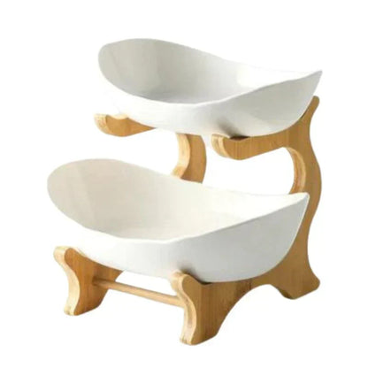 Natural Bamboo Storage Fruit Bowl with Adjustable Layers
