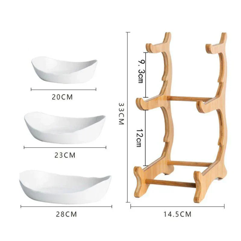 Natural Bamboo Storage Fruit Bowl with Adjustable Layers