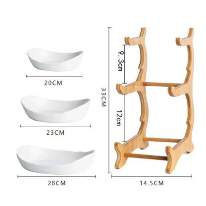 Natural Bamboo Storage Fruit Bowl with Adjustable Layers