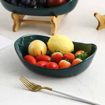 Natural Bamboo Storage Fruit Bowl with Adjustable Layers