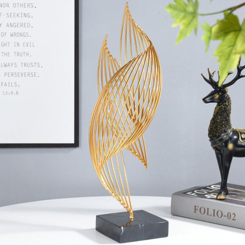 Unique Gold Metal Wave Art Decoration