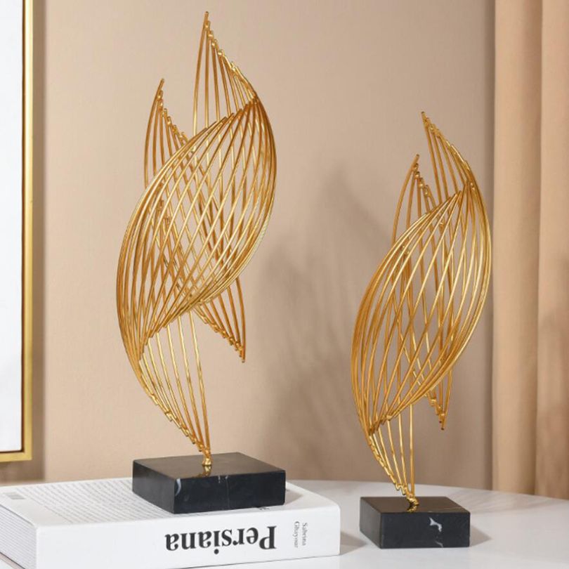 Unique Gold Metal Wave Art Decoration
