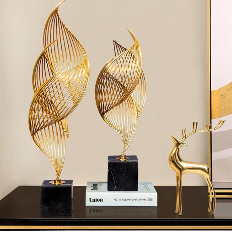 Unique Gold Metal Wave Art Decoration - Fesara