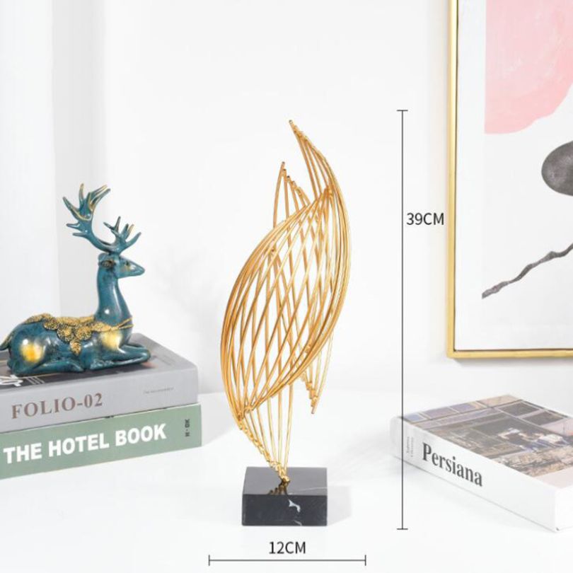 Unique Gold Metal Wave Art Decoration