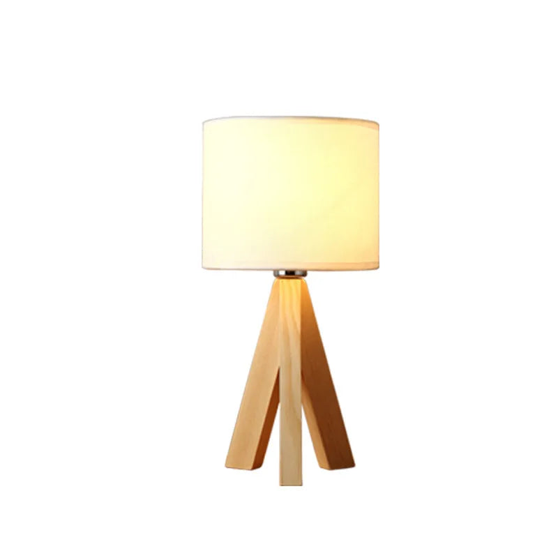 Natural Wood tripod Desk Lamp