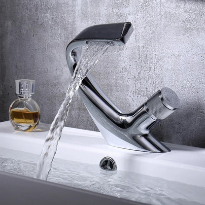 Luxury Waterfall Basin Mixer Tap in Solid Brass