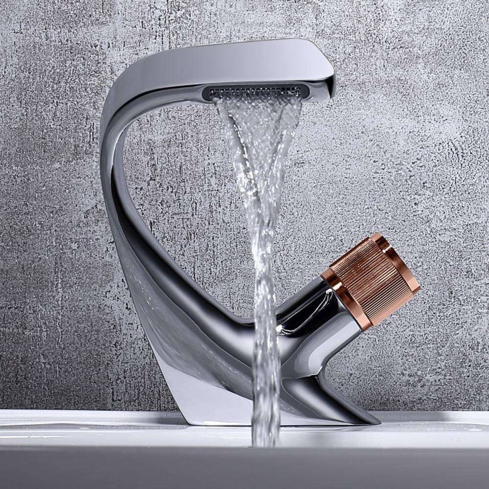 Luxury Waterfall Bathroom Faucet in Solid Brass