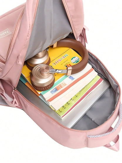 Pink Water Resistant Girls School Backpack