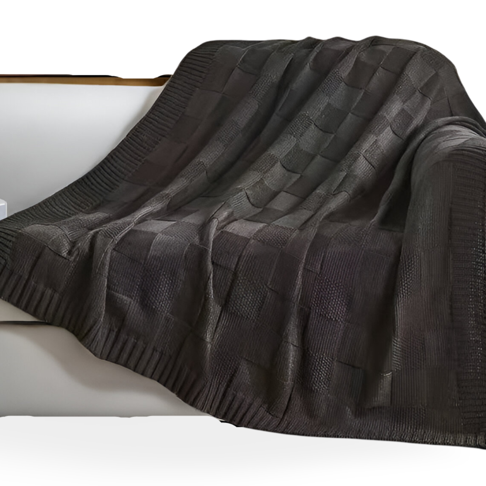 Cozy Plaid Throw Blanket Black and White