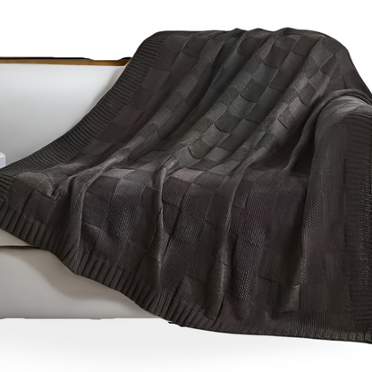 Cozy Plaid Throw Blanket Black and White