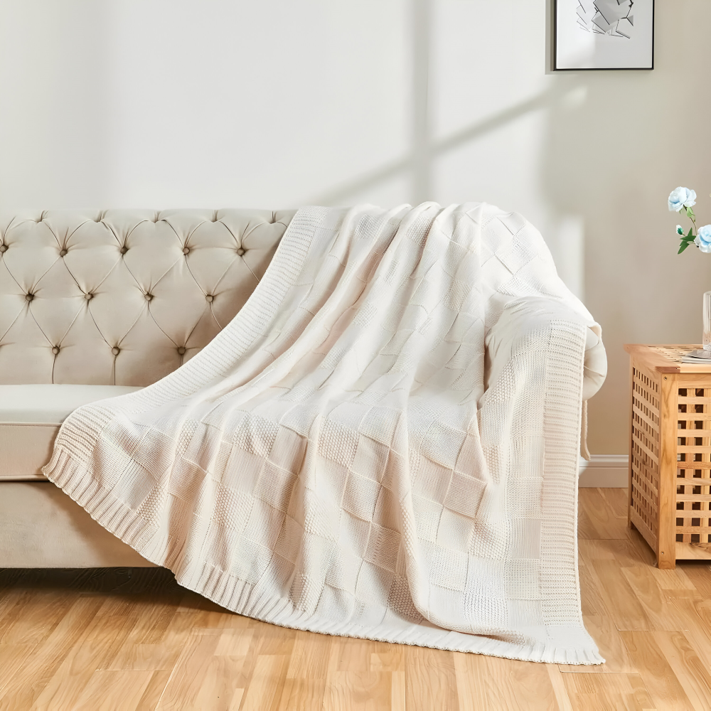 Cozy Plaid Throw Blanket Black and White