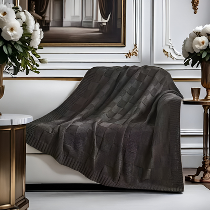 Cozy Plaid Throw Blanket Black and White