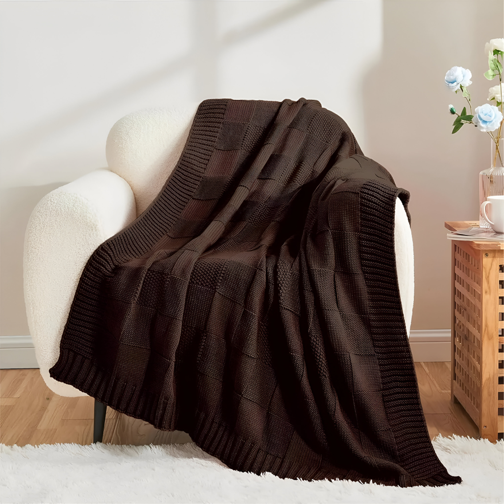 Cozy Plaid Throw Blanket Black and White