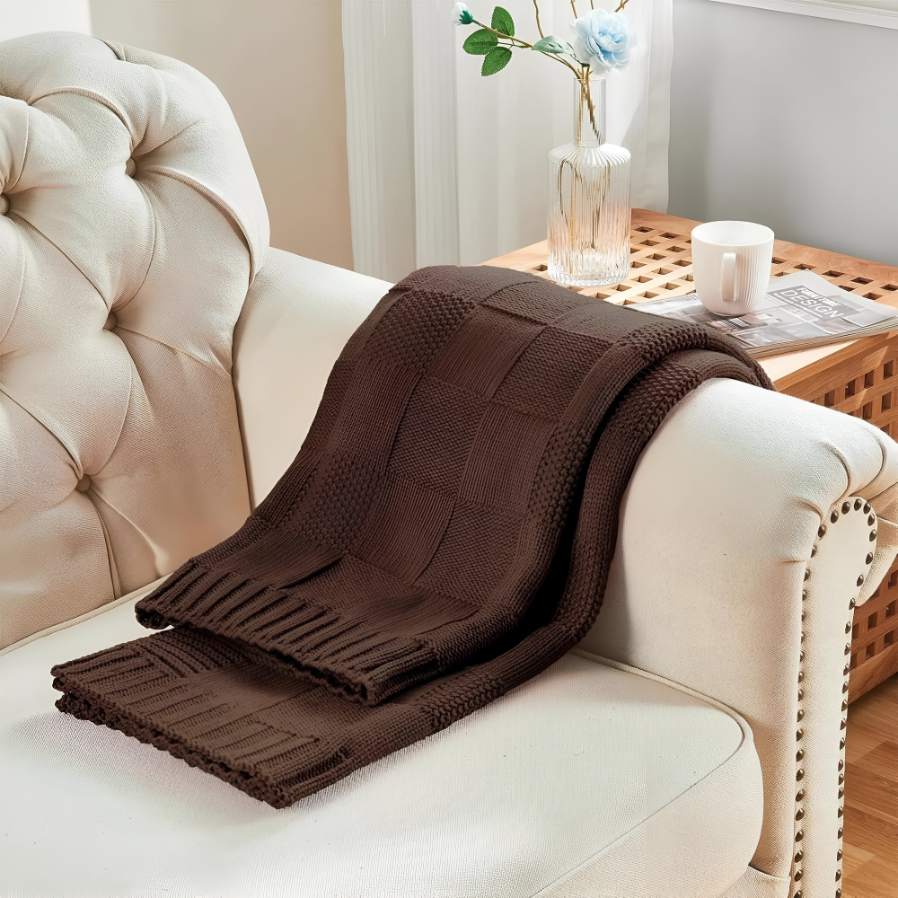 Cozy Plaid Throw Blanket Black and White