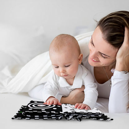 Soft Baby Book with High Contrast Images and Safe Mirror