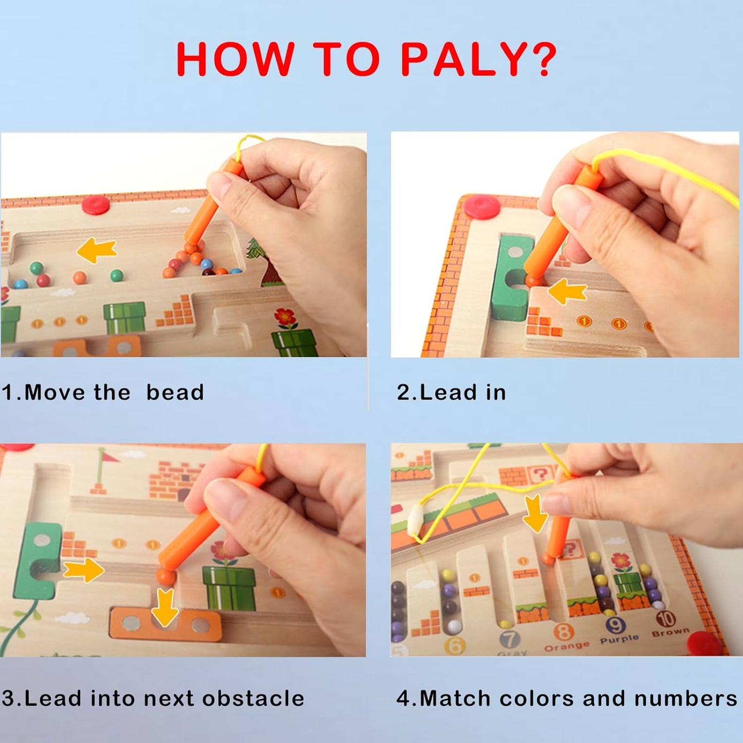 Fun Kids Magnetic Play Board with Colorful Beads