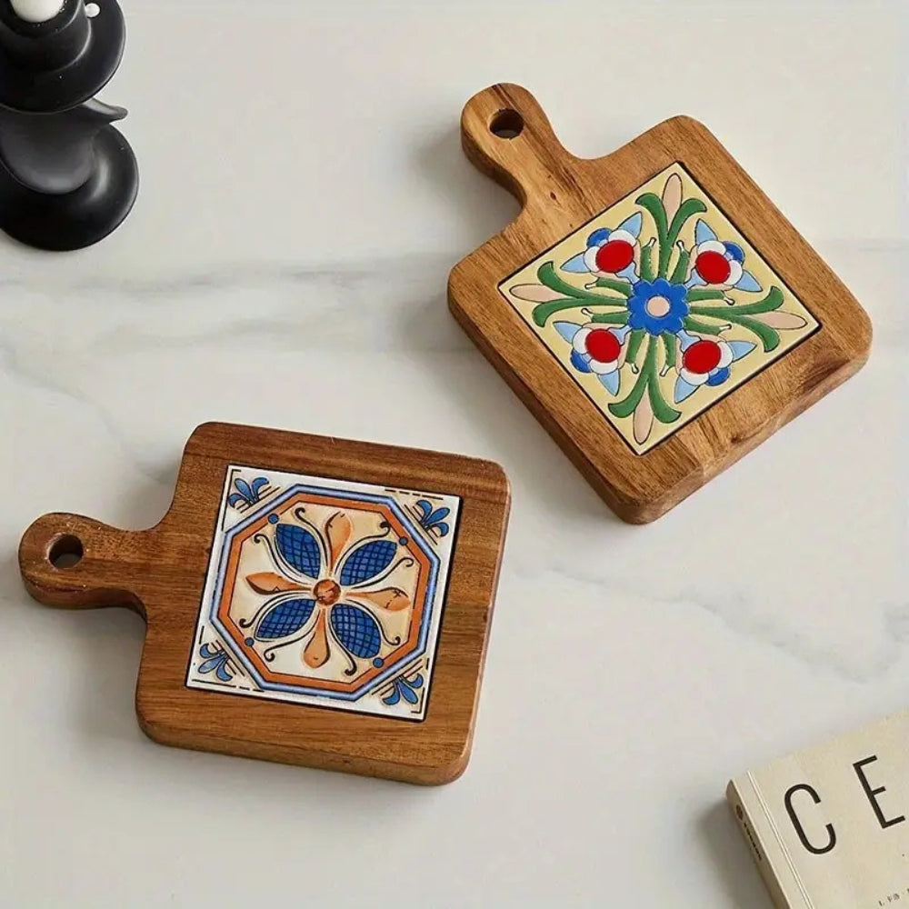 Exotic Dark Wood Floral Coasters