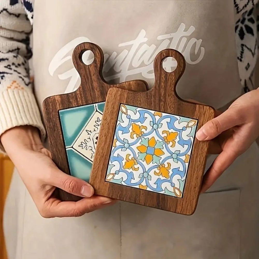 Exotic Dark Wood Floral Coasters