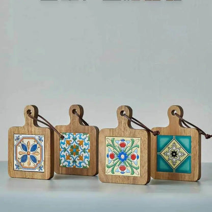 Exotic Dark Wood Floral Coasters