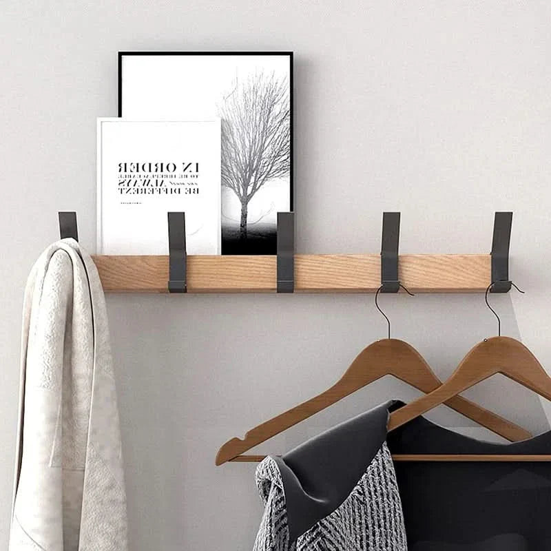 Modern Black Wall Hook Coat Rack with Adjustable Hooks