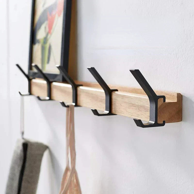 Compact Wooden Wall Closet with Double Hooks - Fesara