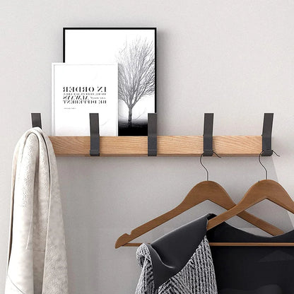 Sleek Wooden Wall Coat Rack with Double Hooks