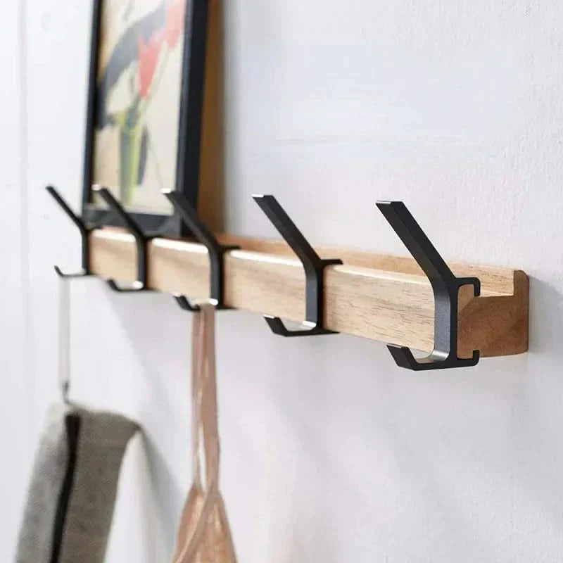 Modern Black Wall Hook Coat Rack with Adjustable Hooks - Fesara