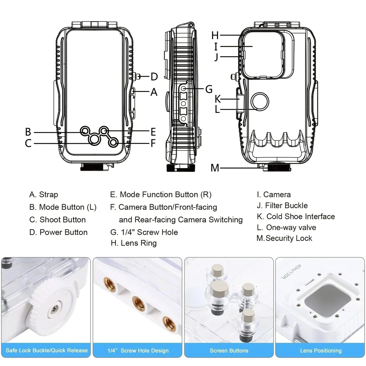 Heavy Duty 40M Waterproof iPhone Protective Case