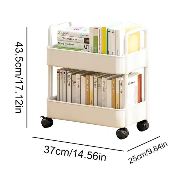 Portable Book Cart with Wheels | Space Saving Bookshelf