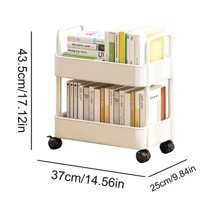 Portable Book Cart with Wheels | Space Saving Bookshelf