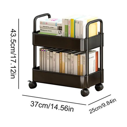 Portable Book Cart with Wheels | Space Saving Bookshelf