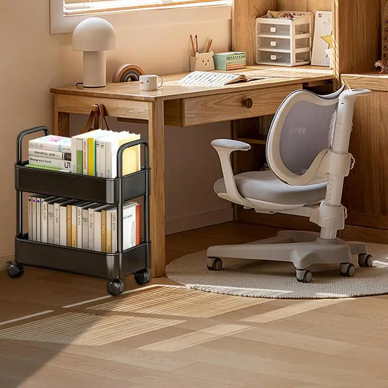 Portable Book Cart with Wheels | Space Saving Bookshelf