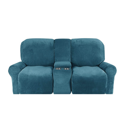Soft 2-Seater Recliner Sofa Cover with Cup Holders - Fesara