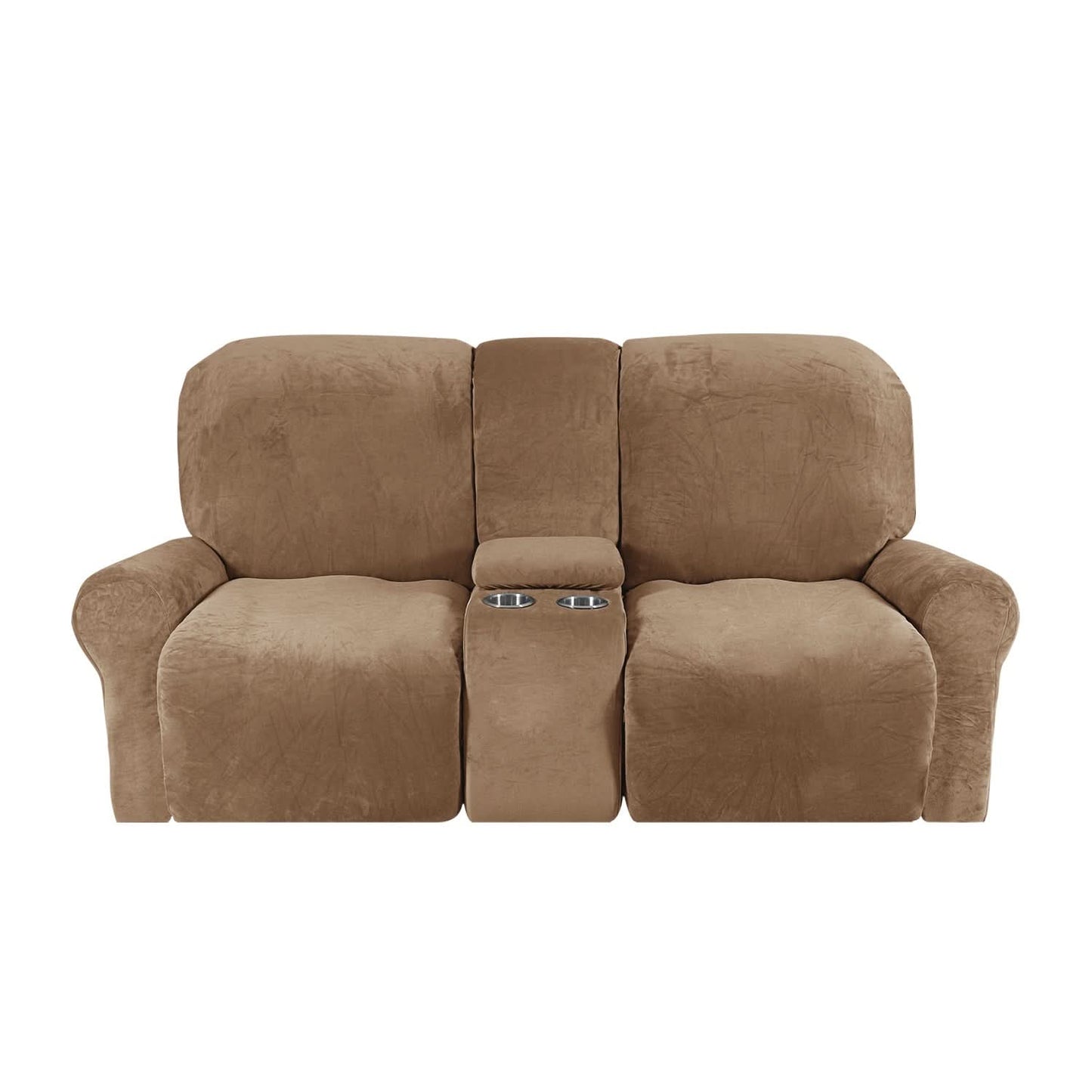 Soft 2-Seater Recliner Sofa Cover with Cup Holders