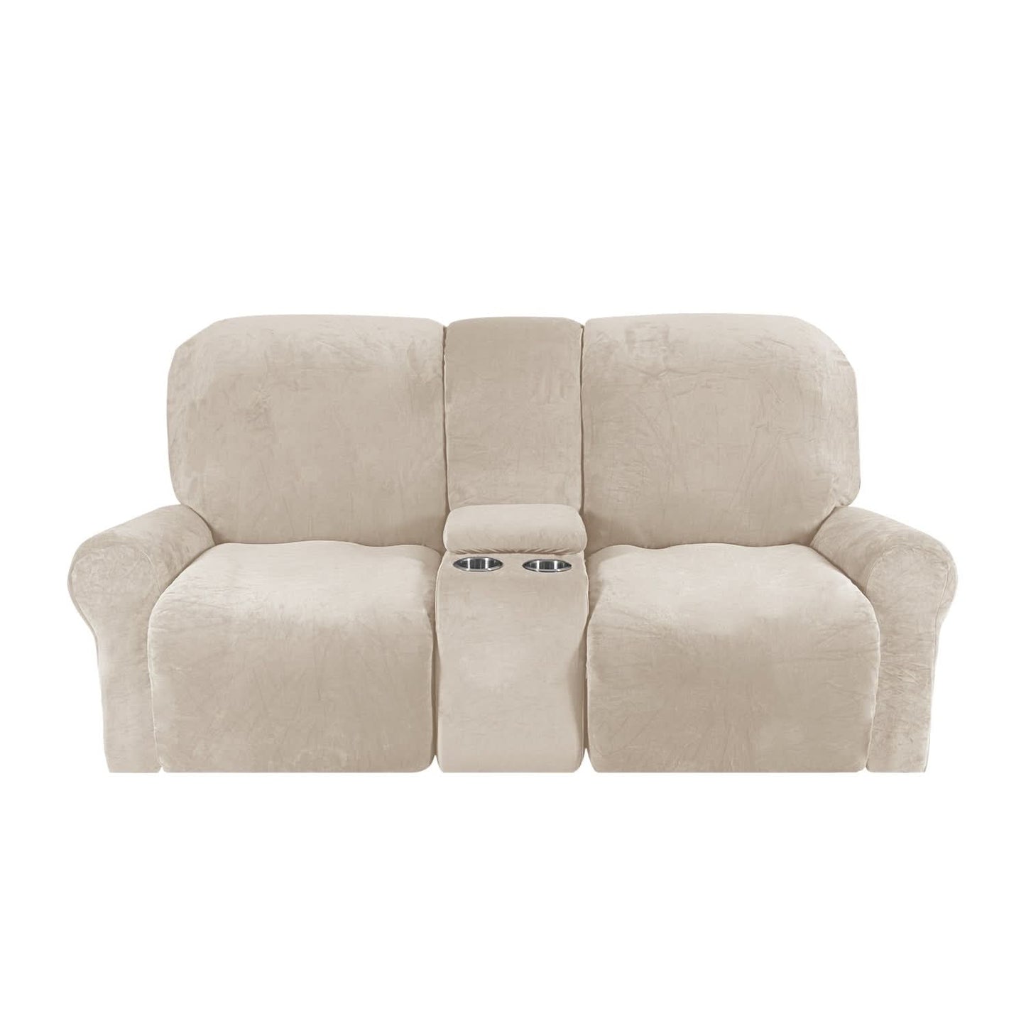 Soft 2-Seater Recliner Sofa Cover with Cup Holders