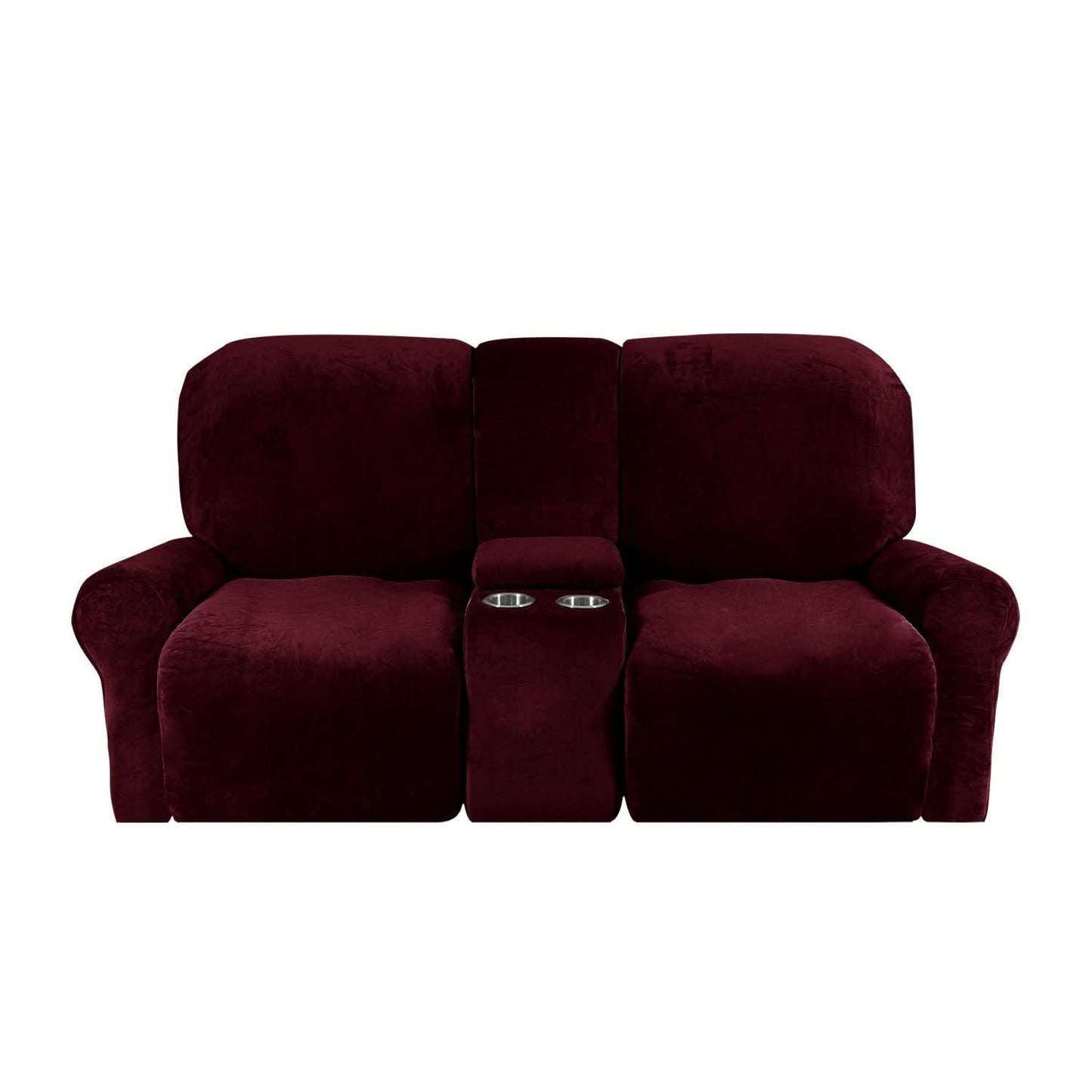Soft 2-Seater Recliner Sofa Cover with Cup Holders