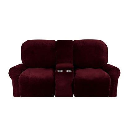 Soft 2-Seater Recliner Sofa Cover with Cup Holders