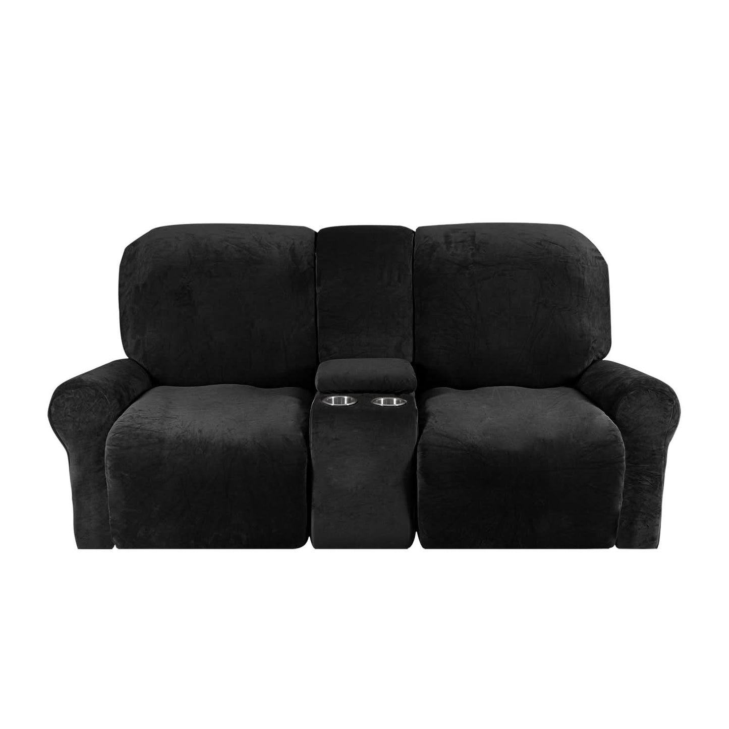 Soft 2-Seater Recliner Sofa Cover with Cup Holders