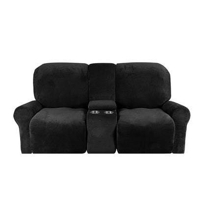 Soft 2-Seater Recliner Sofa Cover with Cup Holders