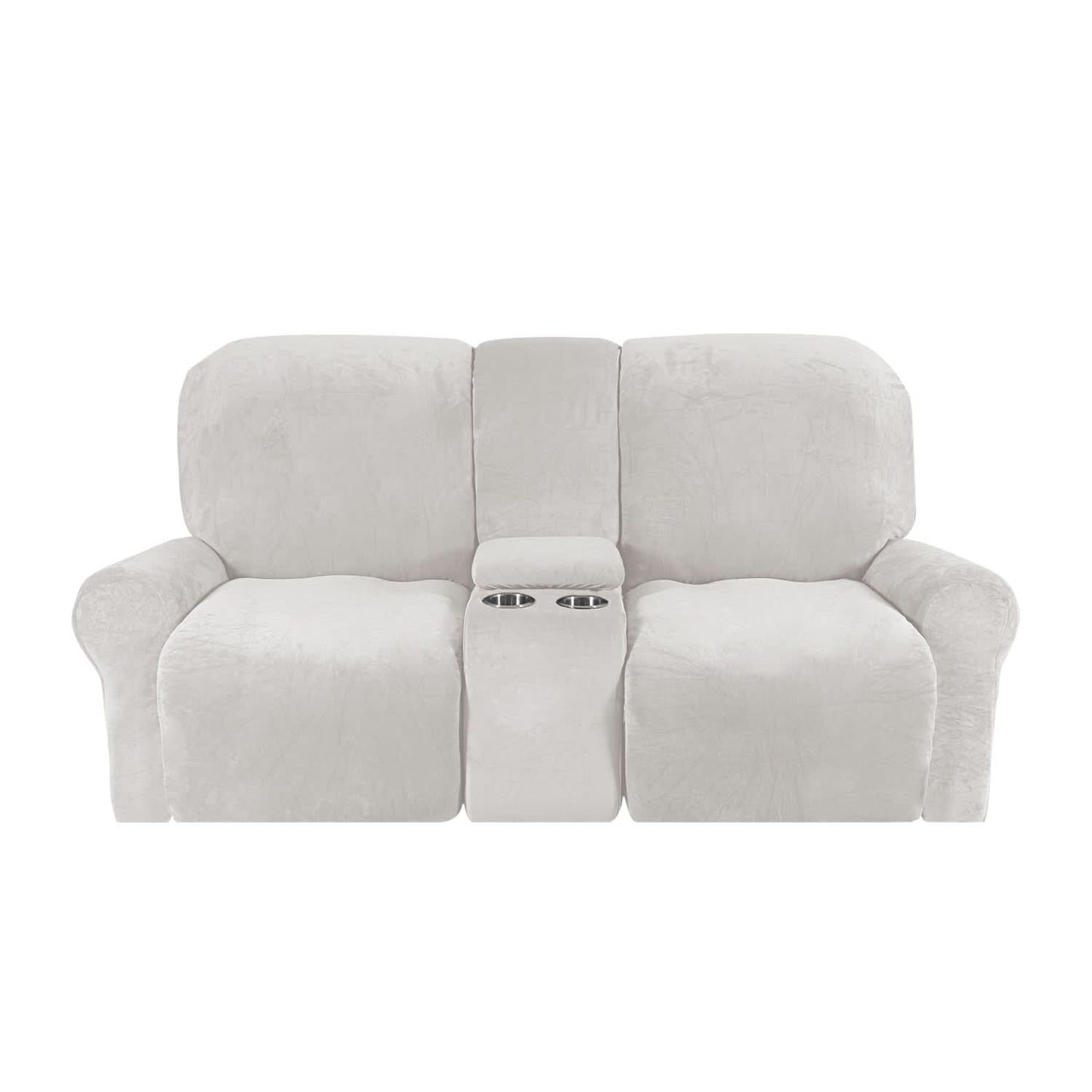 Soft 2-Seater Recliner Sofa Cover with Cup Holders