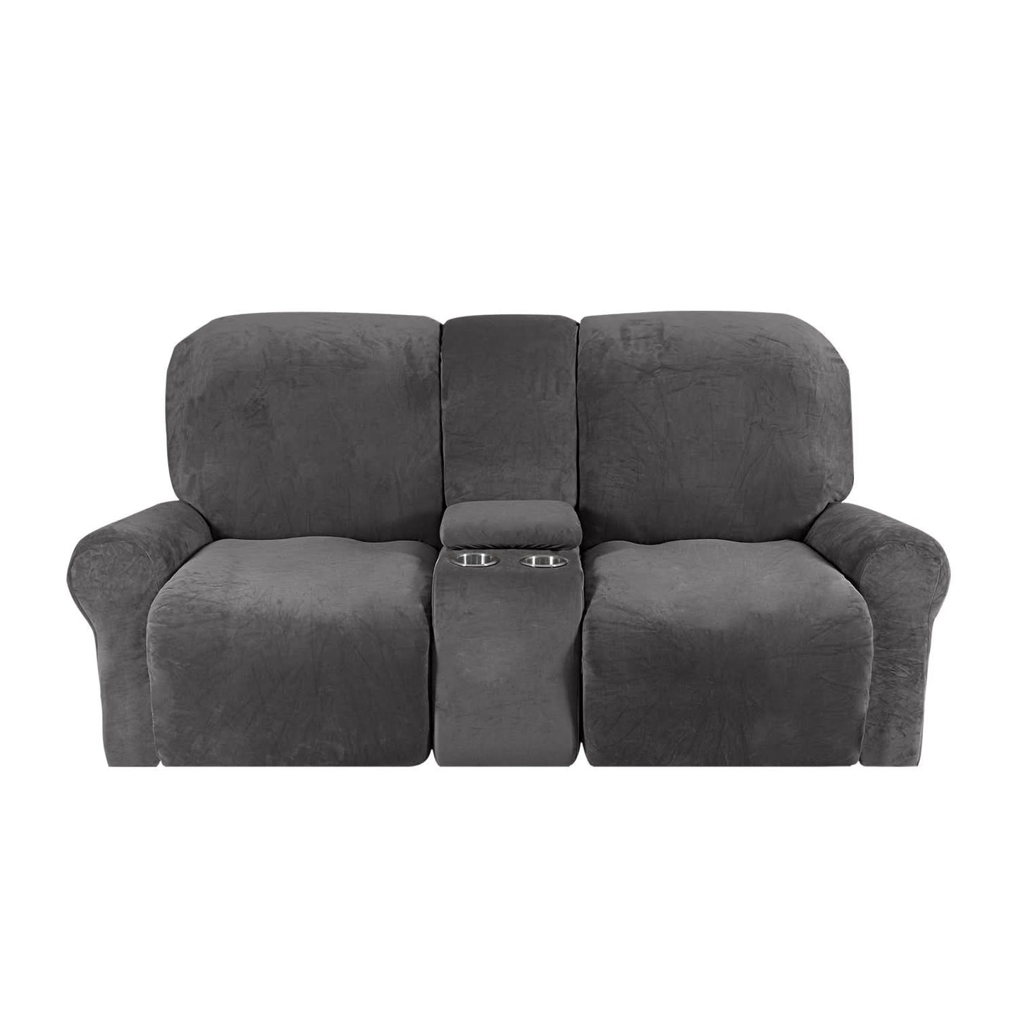Soft 2-Seater Recliner Sofa Cover with Cup Holders