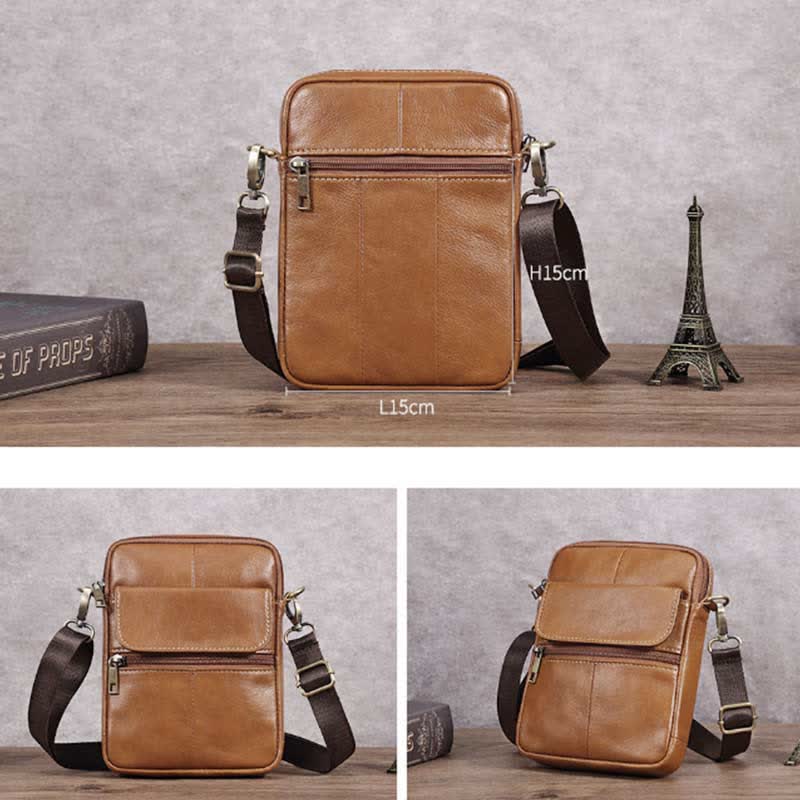 Men's Classic Leather Crossbody Messenger Bag