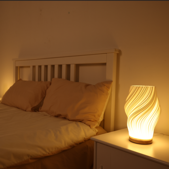 Modern Table Lamp with Sleek Wave Shape and Dimmable Light